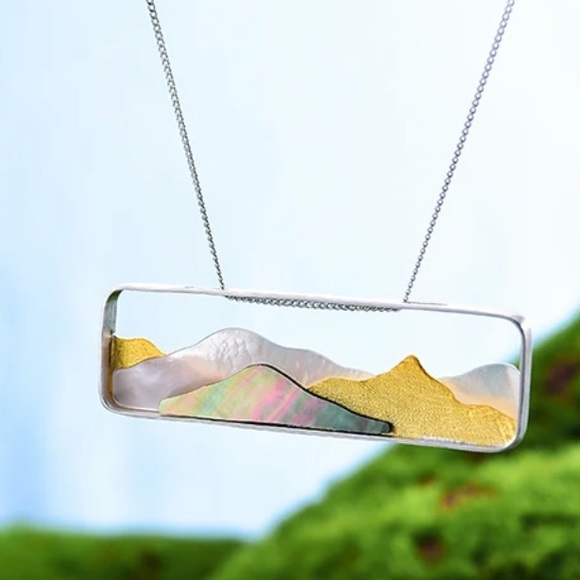 🎁 925 Silver Artisan Handmade Mother of Pearl The Zenaide Mountain Necklace - Picture 3 of 8
